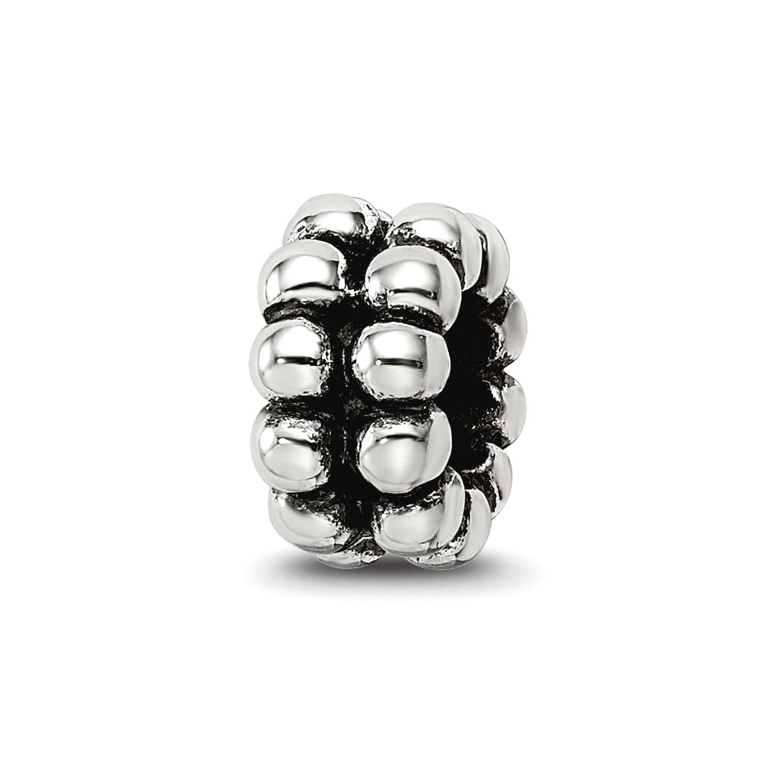 925 Sterling Silver Artisan Oxidized Reflections Bali Bead Charm 8.18x4.55mm Wide Pendant Necklace for Women