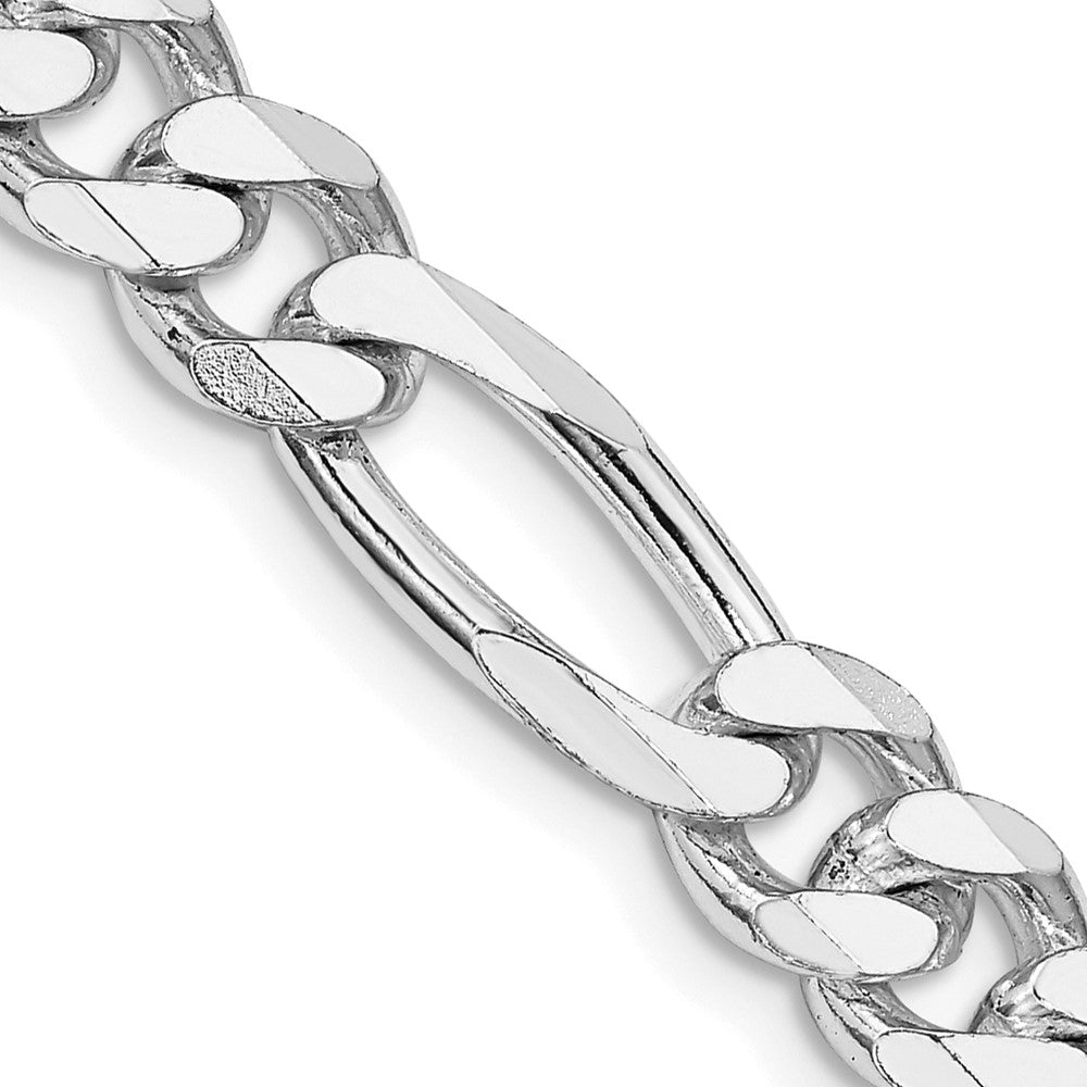 Sterling Silver Rhodium-plated 7.75mm Figaro Chain 20 Inches