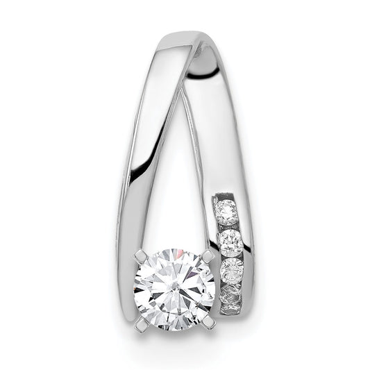 14k White Gold 5/8 carat Lab Grown Diamond VS/SI+ G+ Round Complete Chain Slide Pendant