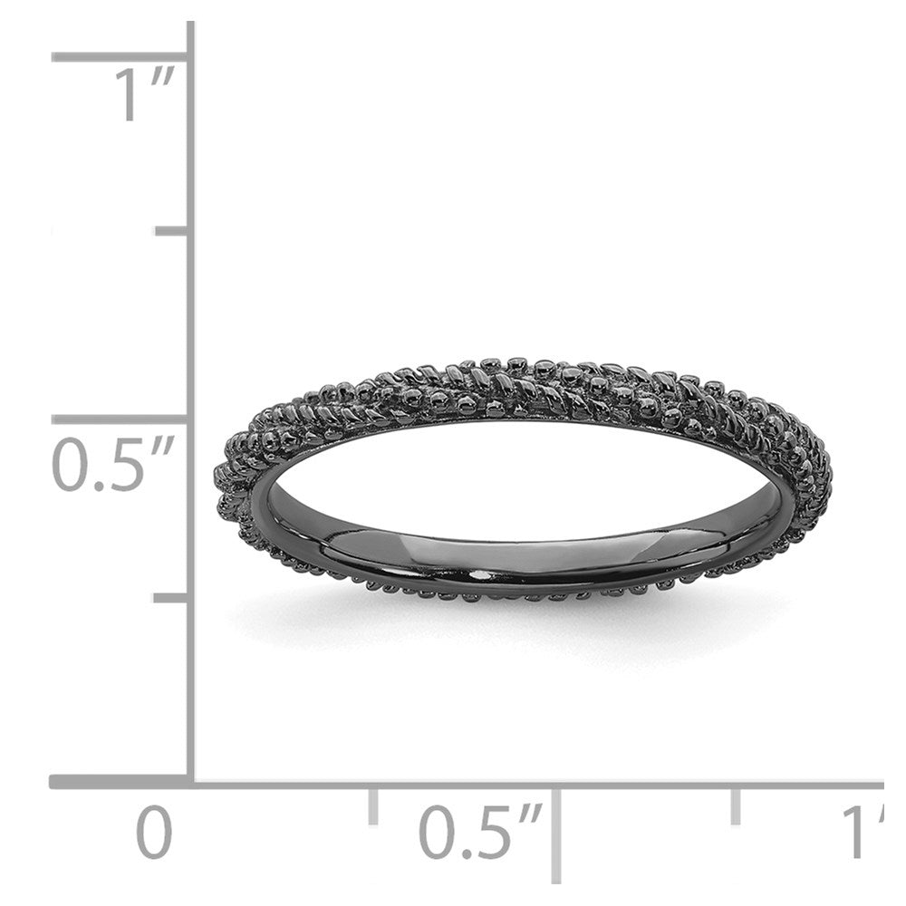 Sterling Silver Stackable Expressions Polished Ruthenium Plated Ring Size -5