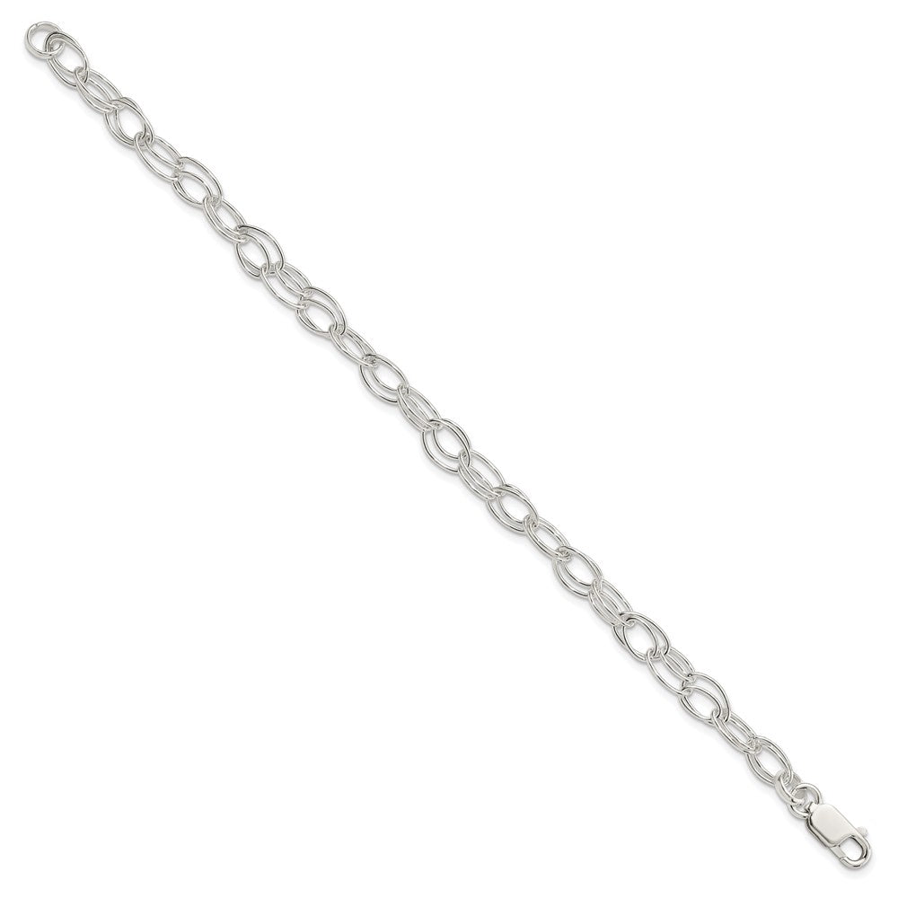Sterling Silver 6mm Double Link Bracelet 7.5 inches