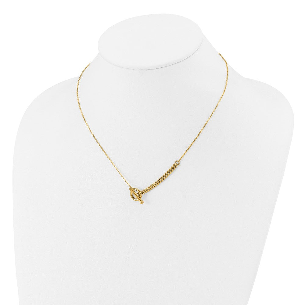 14K Polished Drop Toggle w/1in ext. Necklace