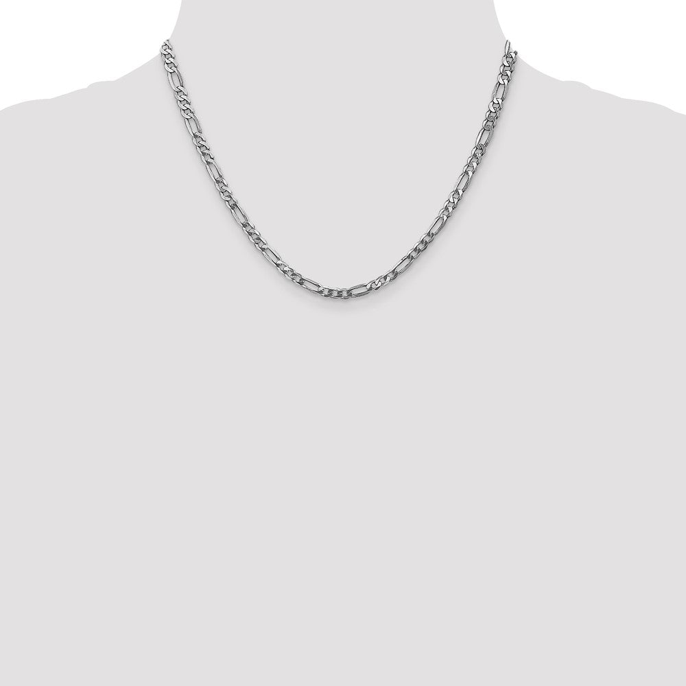 14K 4mm White Gold Flat Figaro Chain  Lobster Clasp