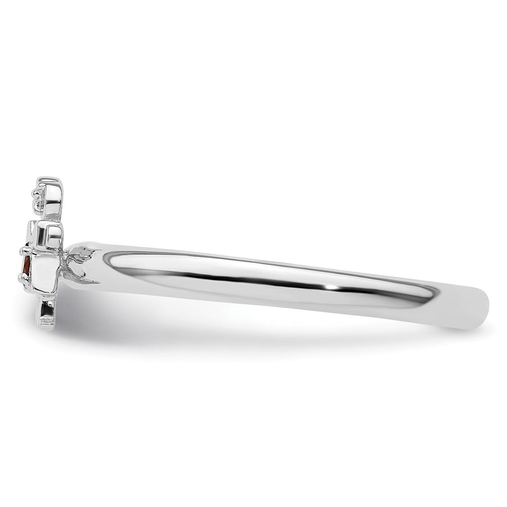 Sterling Silver Stackable Expressions Rhodium Garnet Girl Ring