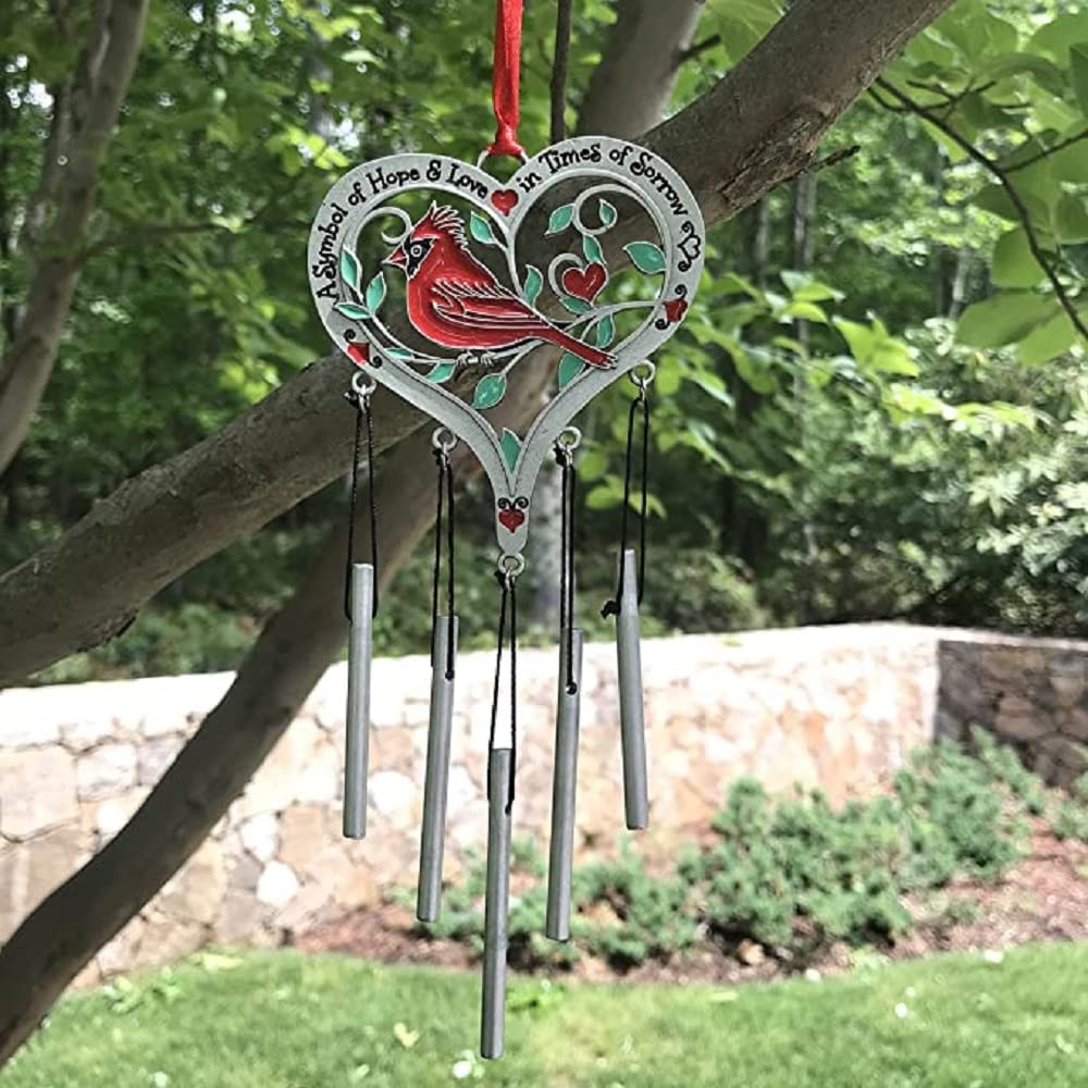CA Gift 22589X Wind Chime - Cardinal Heart - Boxed