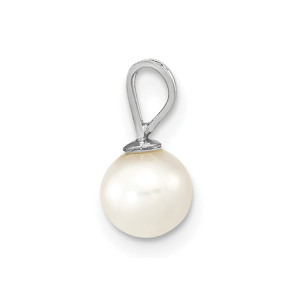 10k White Gold 5-6mm White Round Freshwater Cultured Pearl Pendant