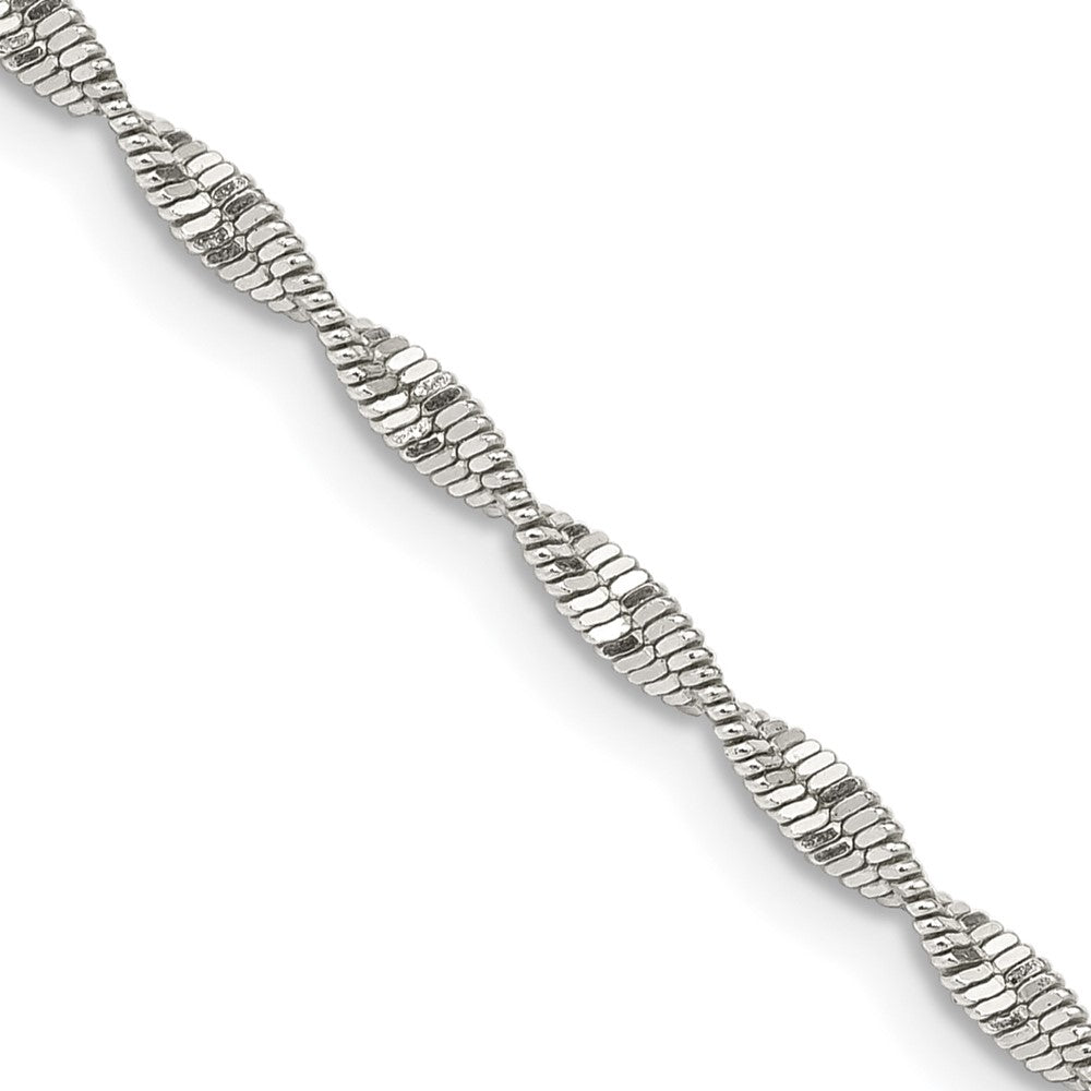 Sterling Silver 2mm Twisted Herringbone Chain 20 Inches