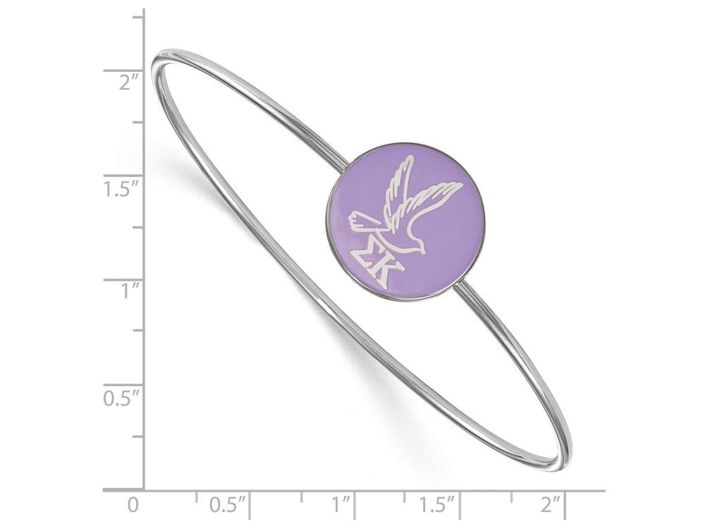 Sterling Silver Official Licensed Greek Sororities Sigma Kappa (??) Enameled Slip-on Bangle