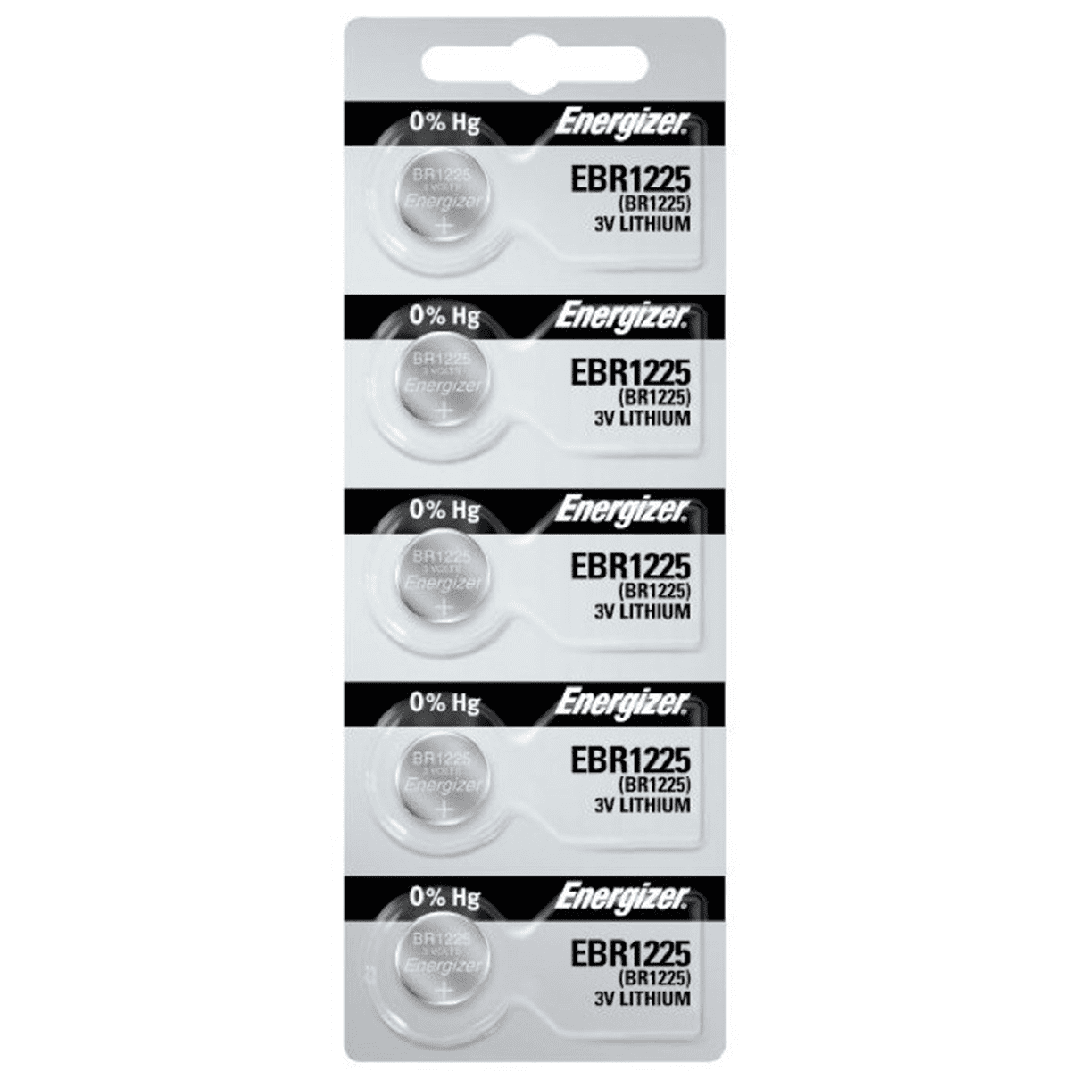 Pkg/(5) Type 1225 Energizer Lithium Batteries Tear Strip QWB1225