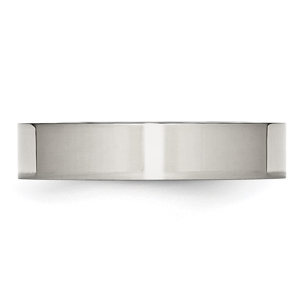 Stainless Steel Polished 5mm Flat Band Size - 10