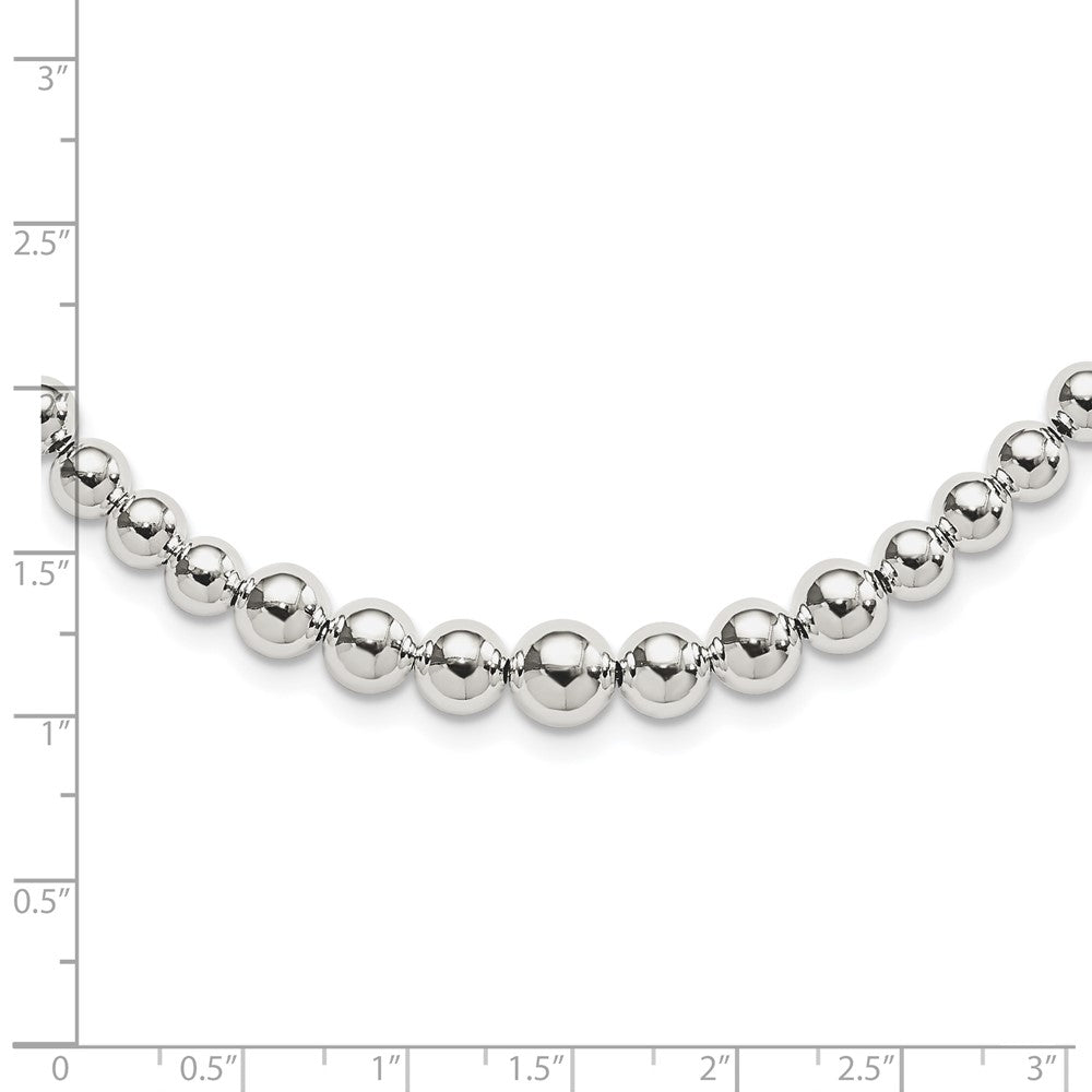 Sterling Silver Graduated Beads Adjustable Necklace 28 Inches