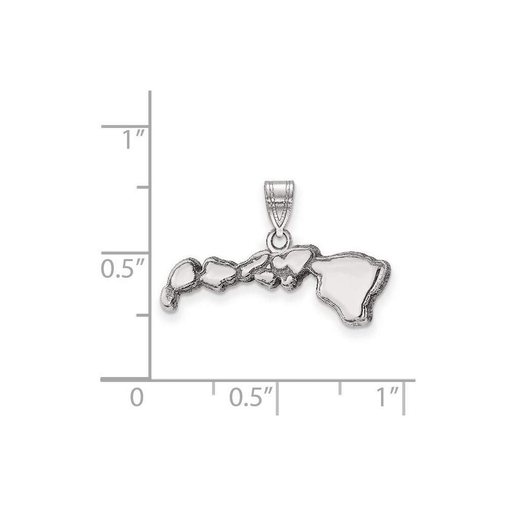 Sterling Silver/Rhodium-plated Hawaii State Pendant