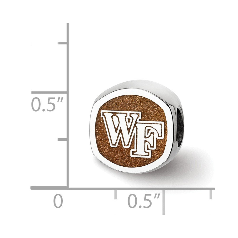 Logoart 925 Sterling Silver Wake Forest University wf Primary Cushion-Cut Double Logo Bead