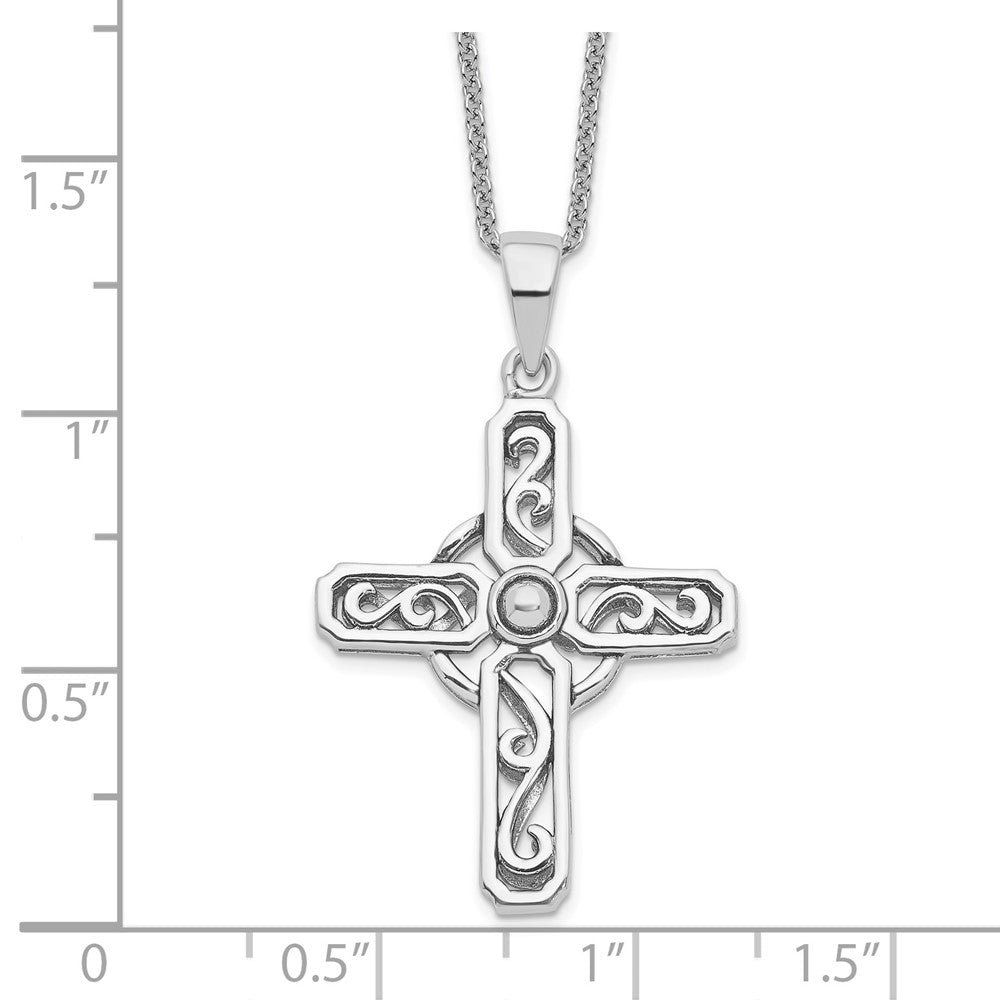 Sentimental Expressions Sterling Silver Rhodium-plated Prayer Cross 18in. Necklace 18 Inches