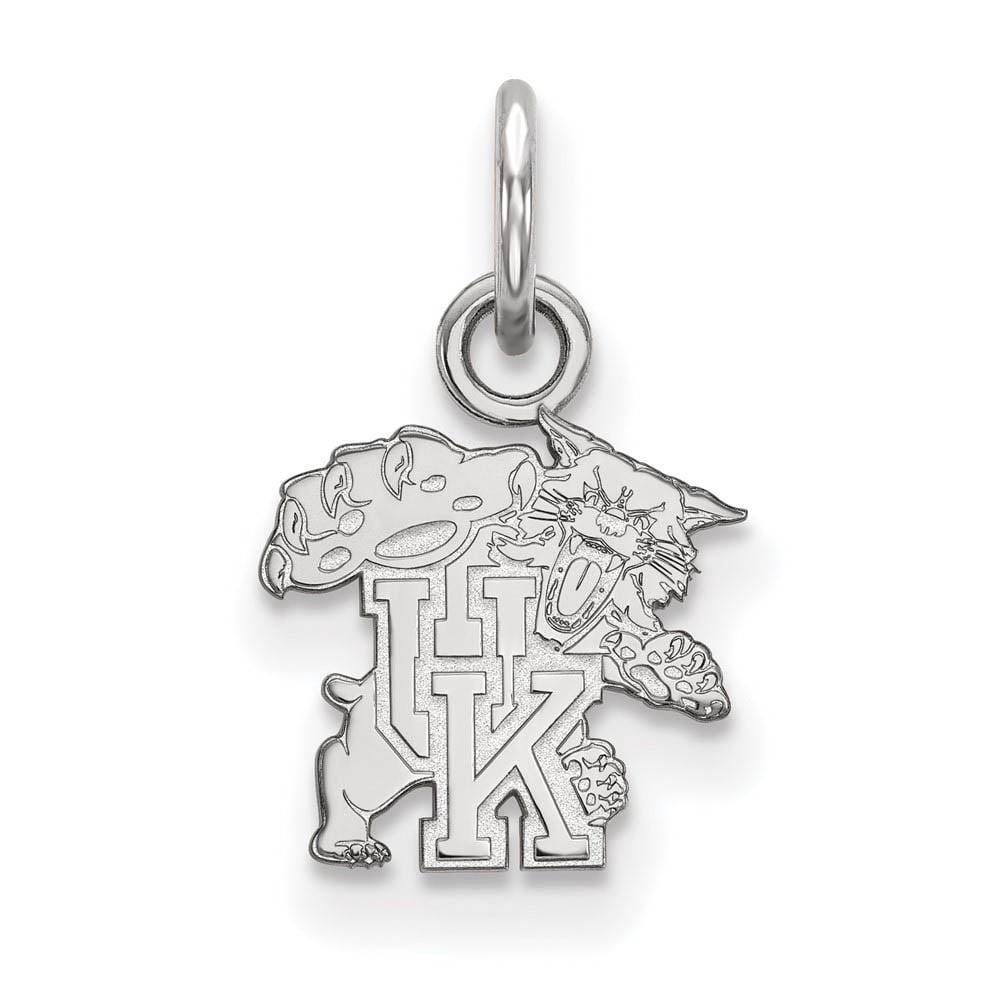 Sterling Silver Rhodium-plated LogoArt University of Kentucky U-K Wildcat Extra Small Pendant Q-SS043UK
