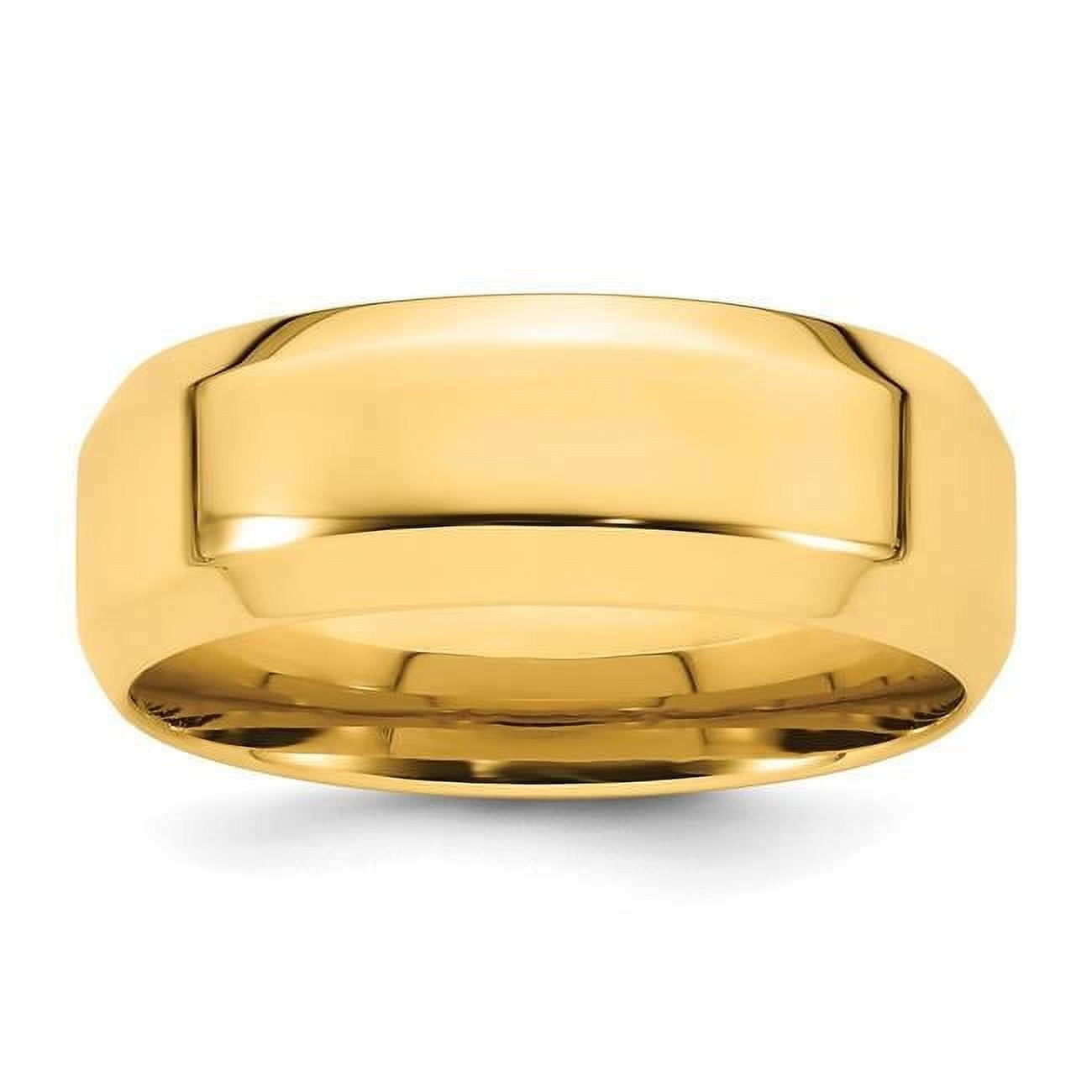 14k Yellow Gold 8mm Beveled Edge Comfort Fit Wedding Band Size 8.5