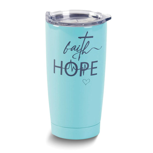Teal Stainless Steel 20 ounce Faith Hope Love Tumbler