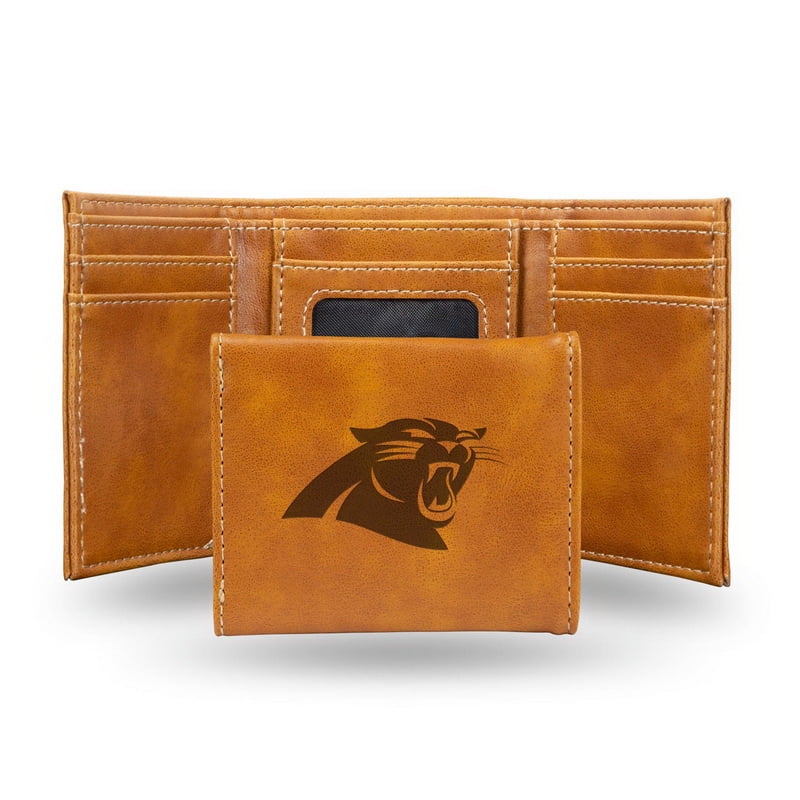 Football Rico Industries Carolina  Brown Laser Engraved Trifold Laser Engraved Tri-Fold Wallet - Men's Accessory