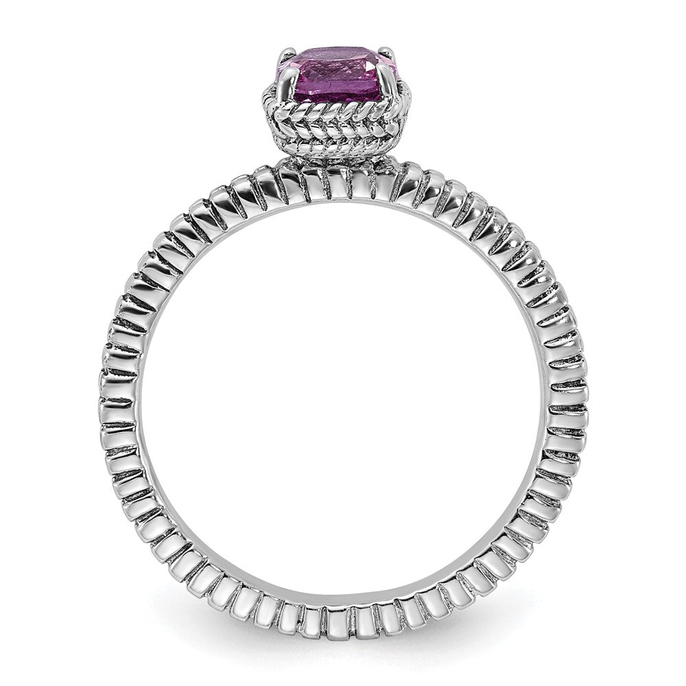 Sterling Silver Stackable Expressions Created Pink Sapphire Ring