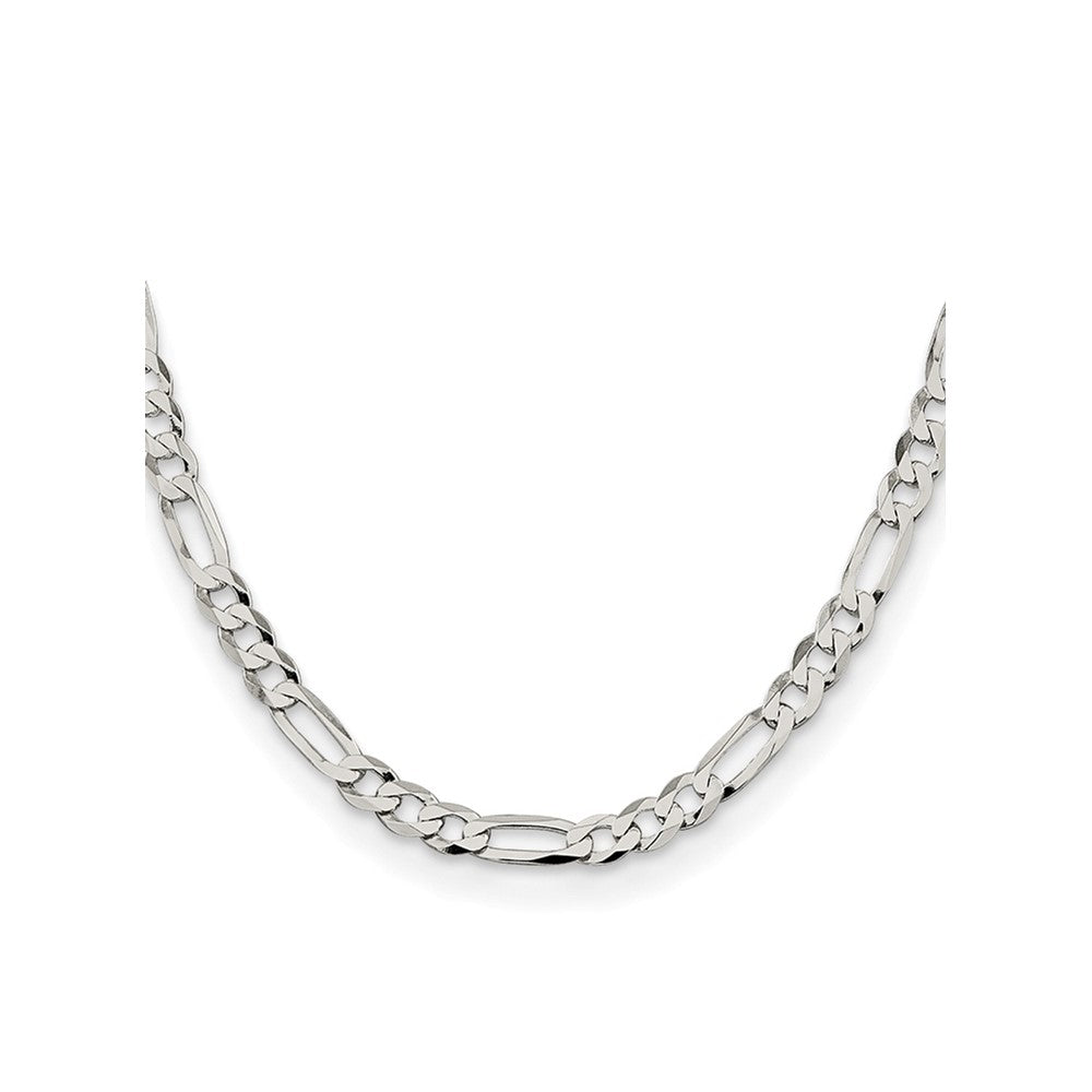 Sterling Silver 7.0mm Lightweight Flat Figaro Chain 26 Inches