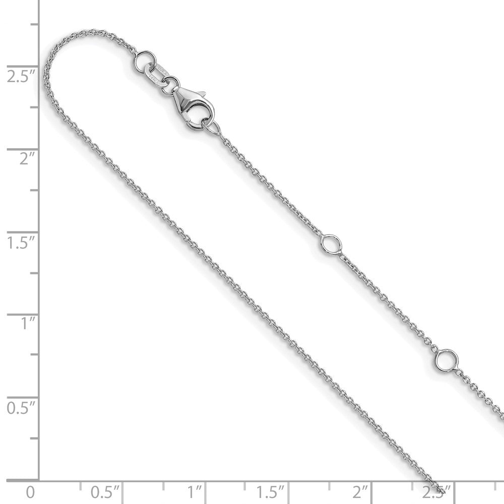 14k White Gold 1.25mm Round Cable 1in+1in Adjustable Chain