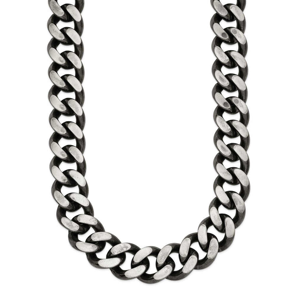 Stainless Steel Oxidized 13.75mm 24in Curb Chain