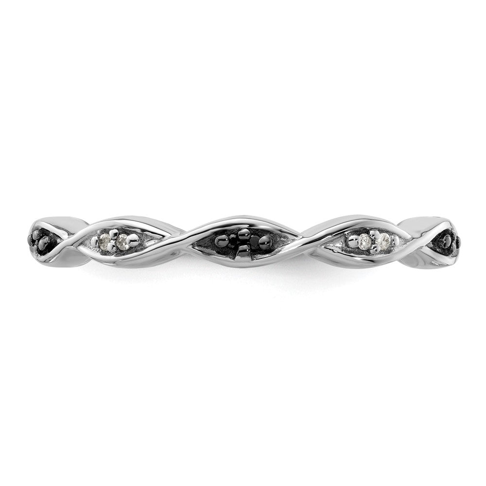Sterling Silver Stackable Expressions Black & White Diamond Ring Size -10