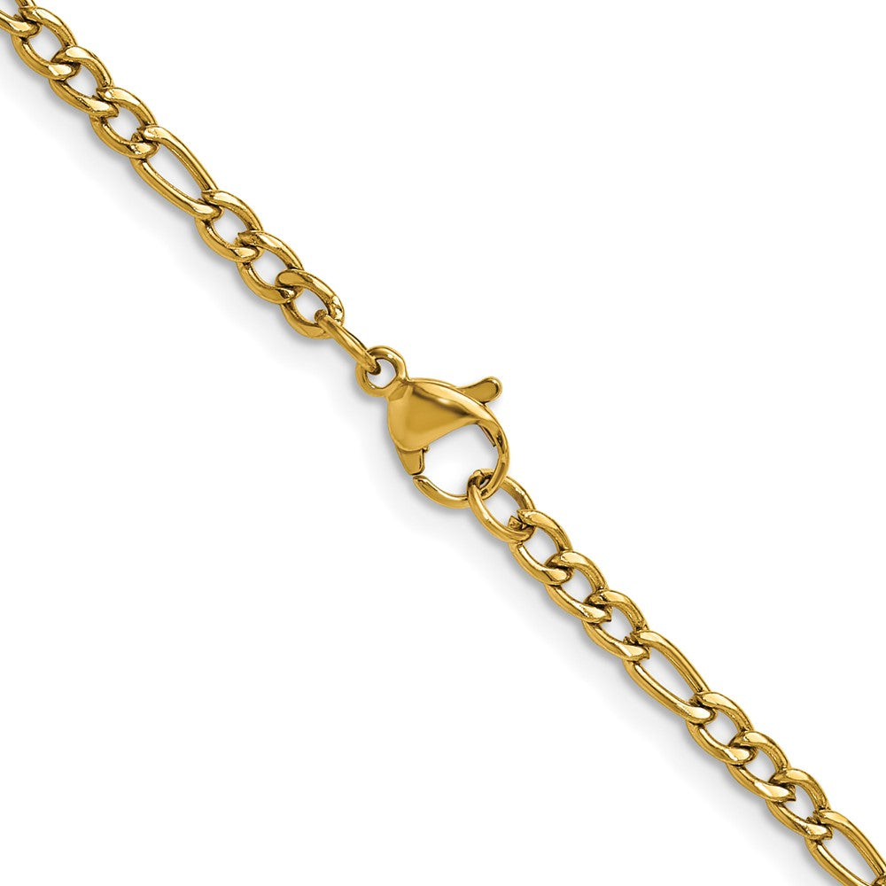 Chisel Stainless Steel Polished Yellow IP-plated 3mm 20 inch Figaro Chain