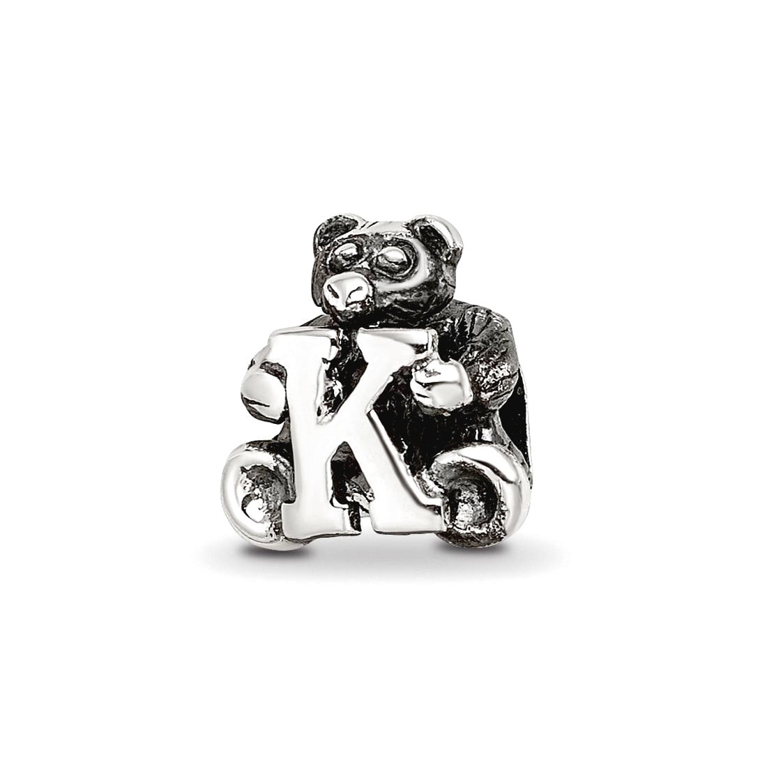 925 Sterling Silver Artisan Oxidized Reflections Teen Letter Name Personalized Monogram Initial K Bead Charm Pendant Nec