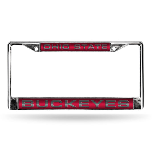 Ohio-St-Buckeye's Chrome Laser Cut License Plate Frame