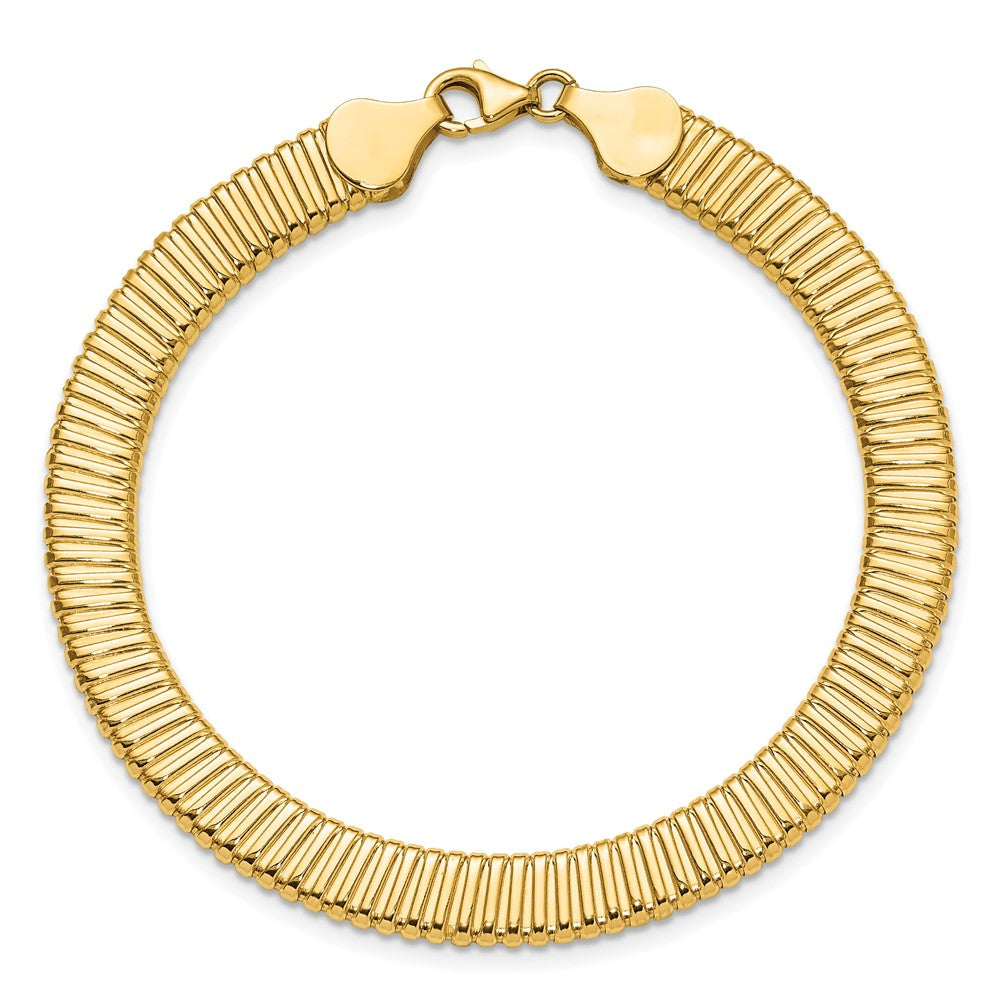 14K Polished Ridged Bracelet 7.5  inches