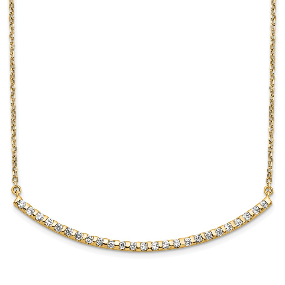 14k 1/2 carat Lab Grown Diamond VS/SI+ G+ 18 inch Curved Bar Necklace