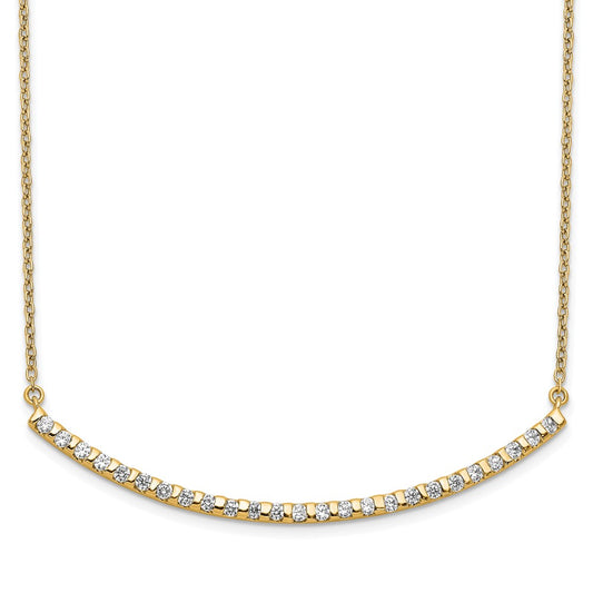 14k 1/2 carat Lab Grown Diamond VS/SI+ G+ 18 inch Curved Bar Necklace