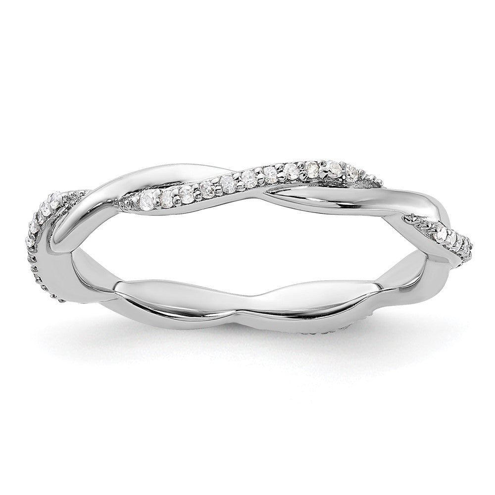 Sterling Silver Stackable Expressions Polished Diamond Ring Size -6