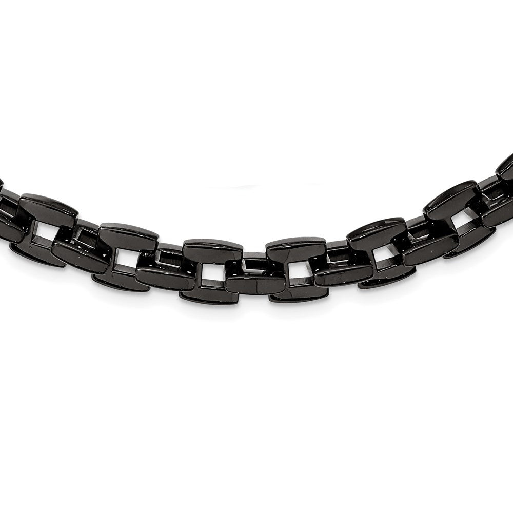 Stainless Steel Polished Black IP-plated 20.5in Link Necklace