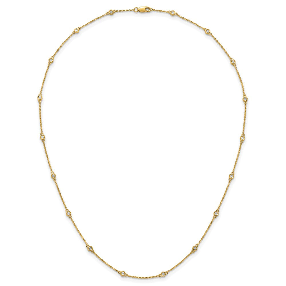 14k Complete 1/3 carat Bezel-set Diamond and Cable Chain 18-Station 18 inch Necklace