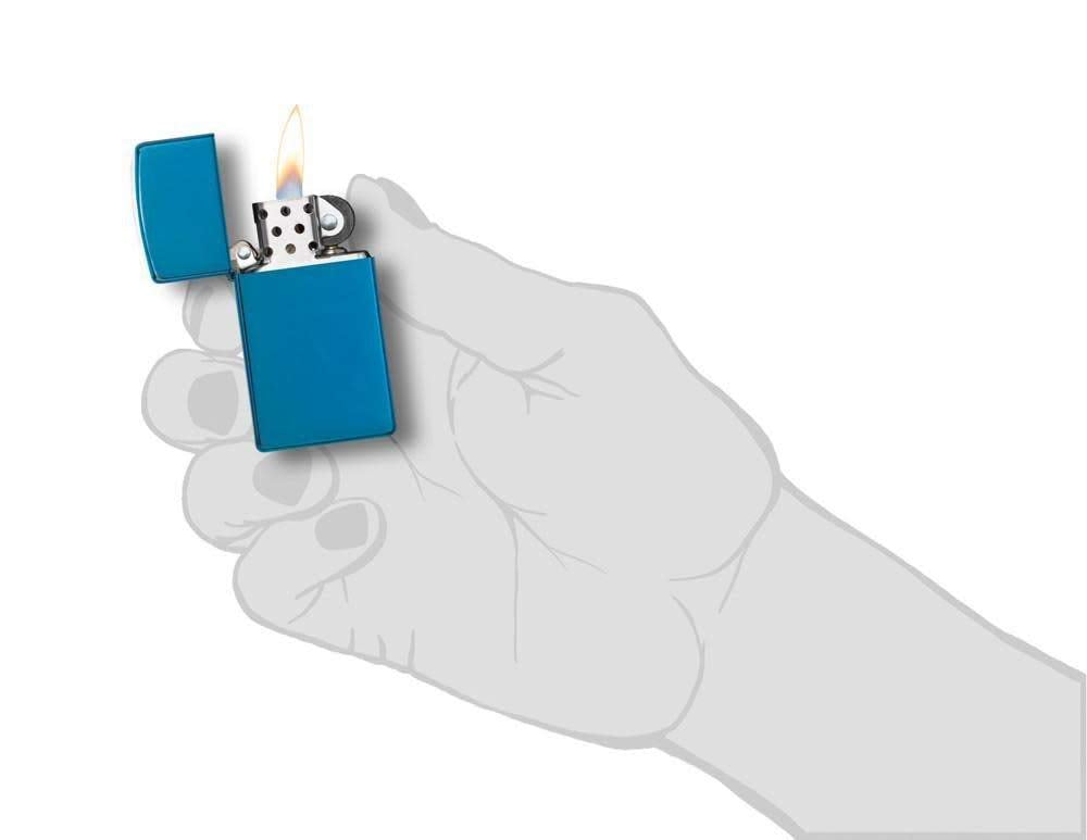 Zippo Slim High Polish Blue Pocket Lighter