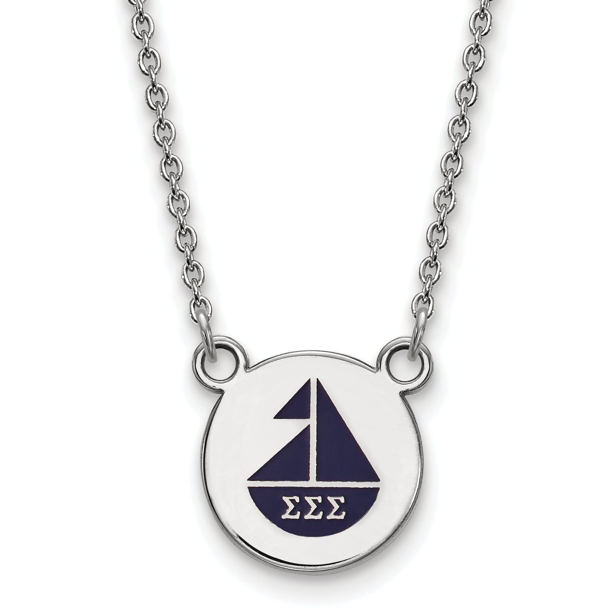 Sterling Silver 18in Official Licensed Greek Sororities Sigma Sigma Sigma (???) XS Enamel Pendant w/Necklace