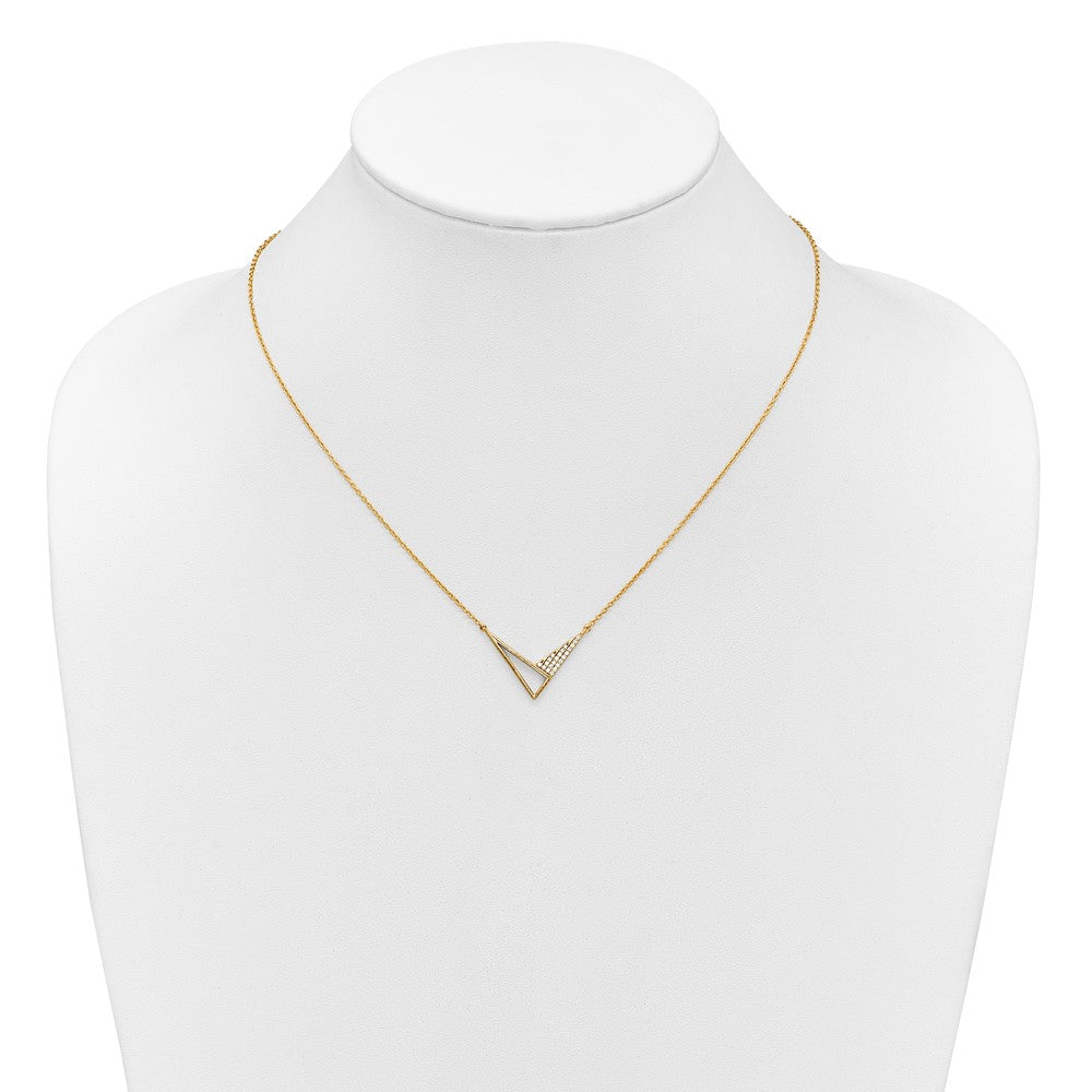 14K Polished 1/10 carat Diamond Geometric Triangles 18 inch Fashion Necklace
