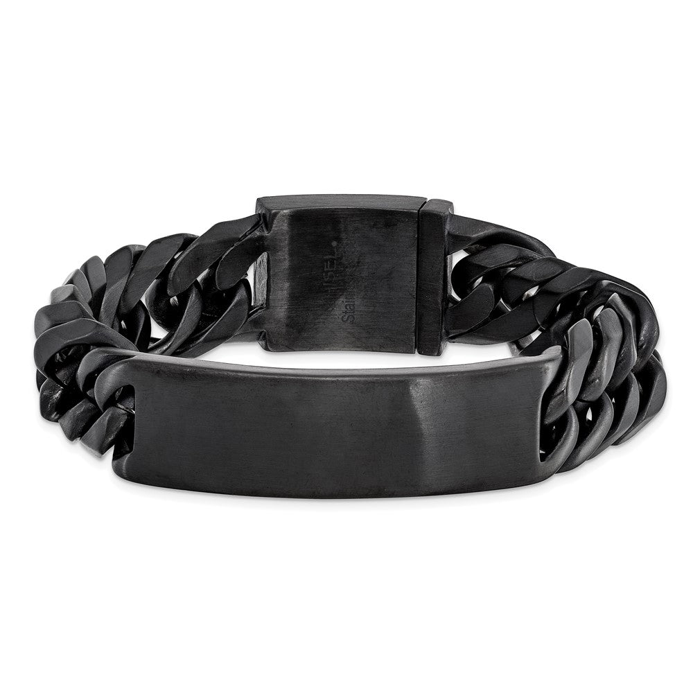 Stainless Steel Brushed Black IP-plated 9in ID Bracelet 9 inches