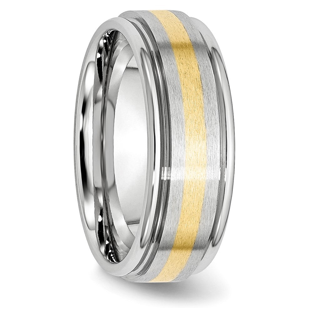 Cobalt 14k Gold Inlay Satin and Polished 8mm Band Size - 10