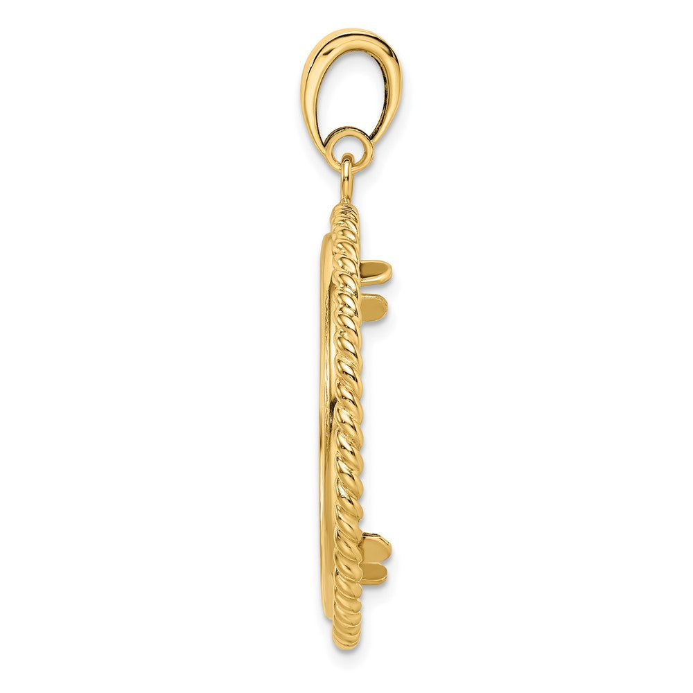 Wideband Distinguished Coin Jewelry 14k Polished with Twisted Wire 27.0mm Prong Coin Bezel Pendant