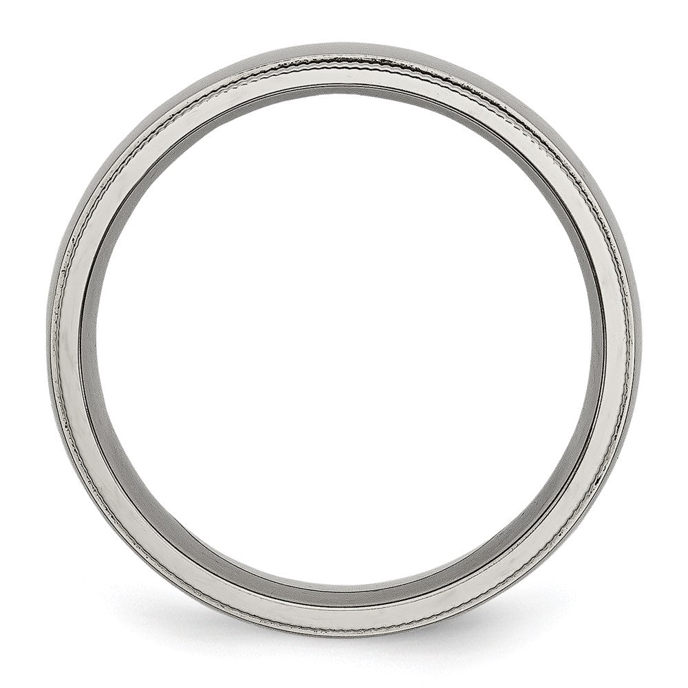 Titanium Polished 6mm Grooved and Beaded Edge Band Size - 13