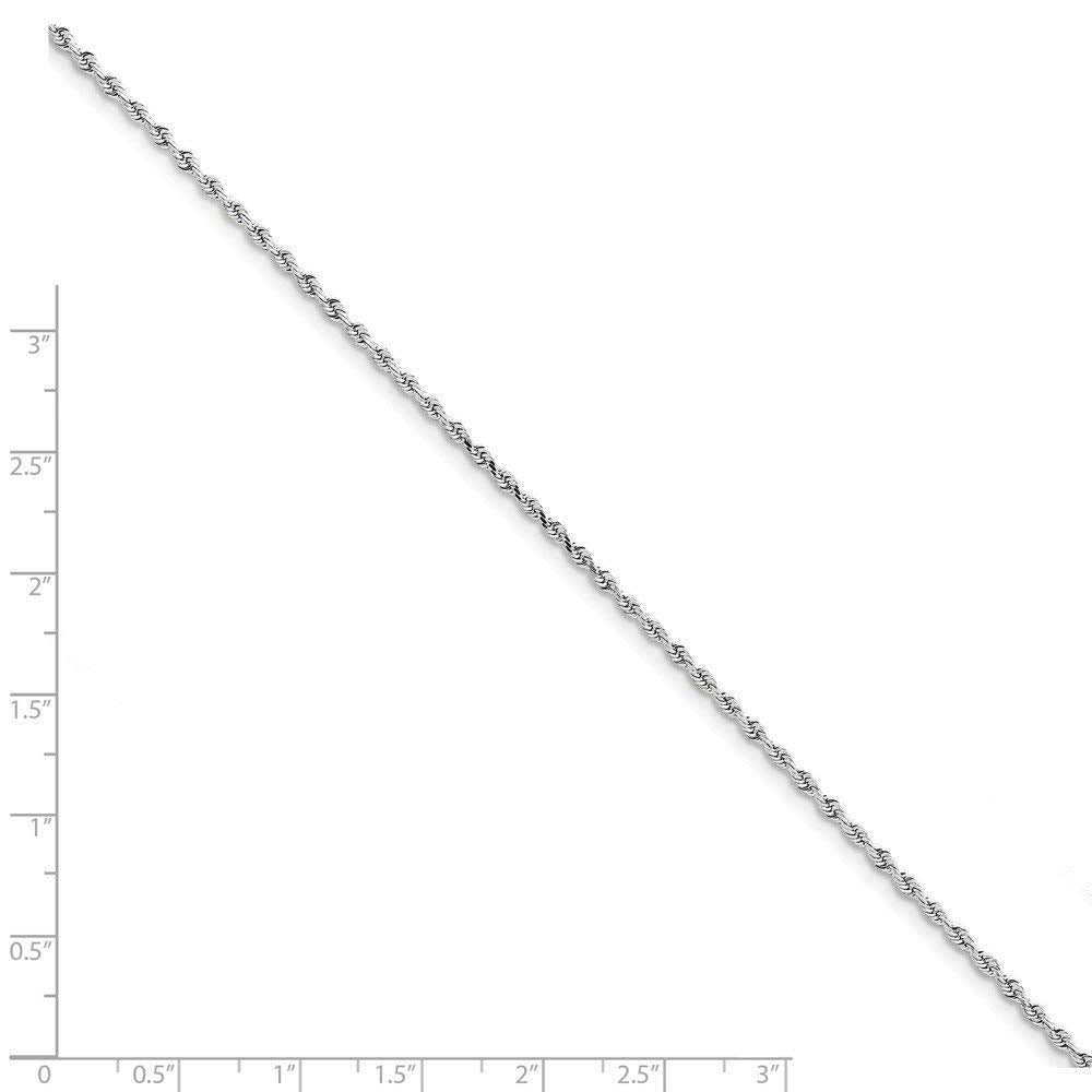 10k White Gold 2mm D/C Quadruple Rope Chain Anklet