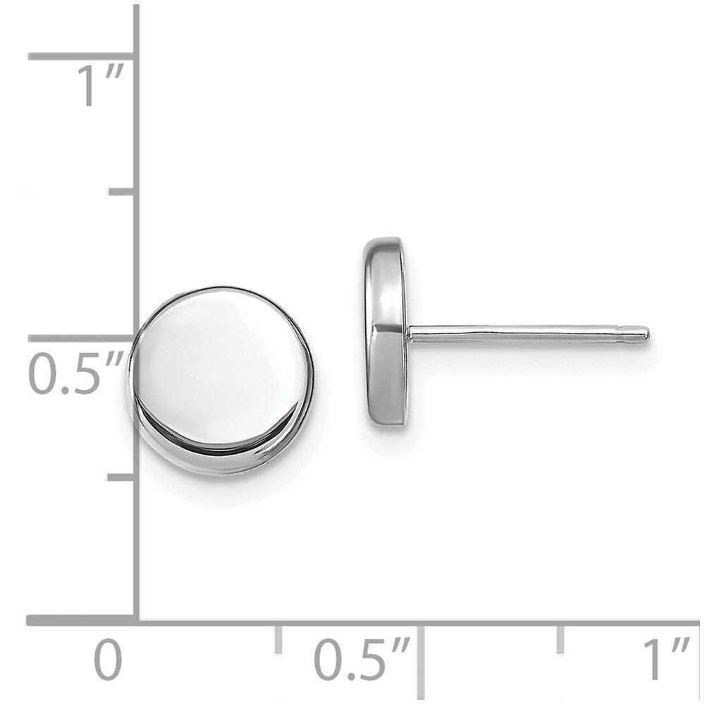 14k White Gold Polished Button Post Earrings