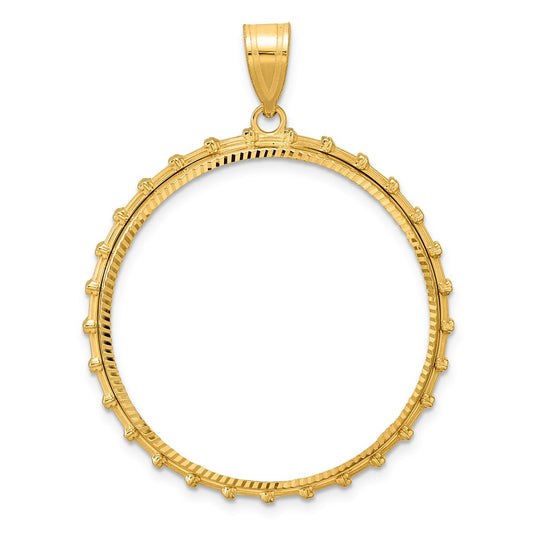 14k Diamond Cut Columns with 32.7mm Prong Coin Bezel Pendant