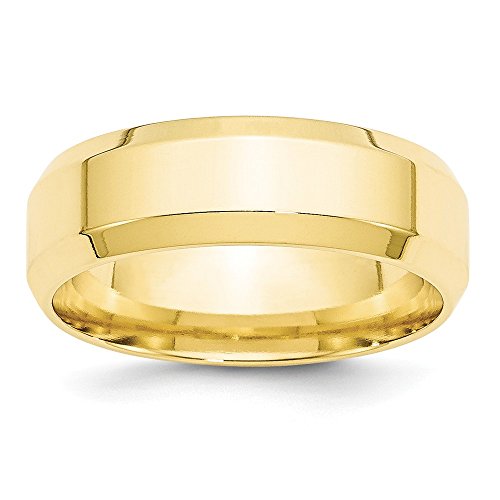 10k Yellow Gold 7mm Beveled Edge Comfort Fit Wedding Band Size 8.5