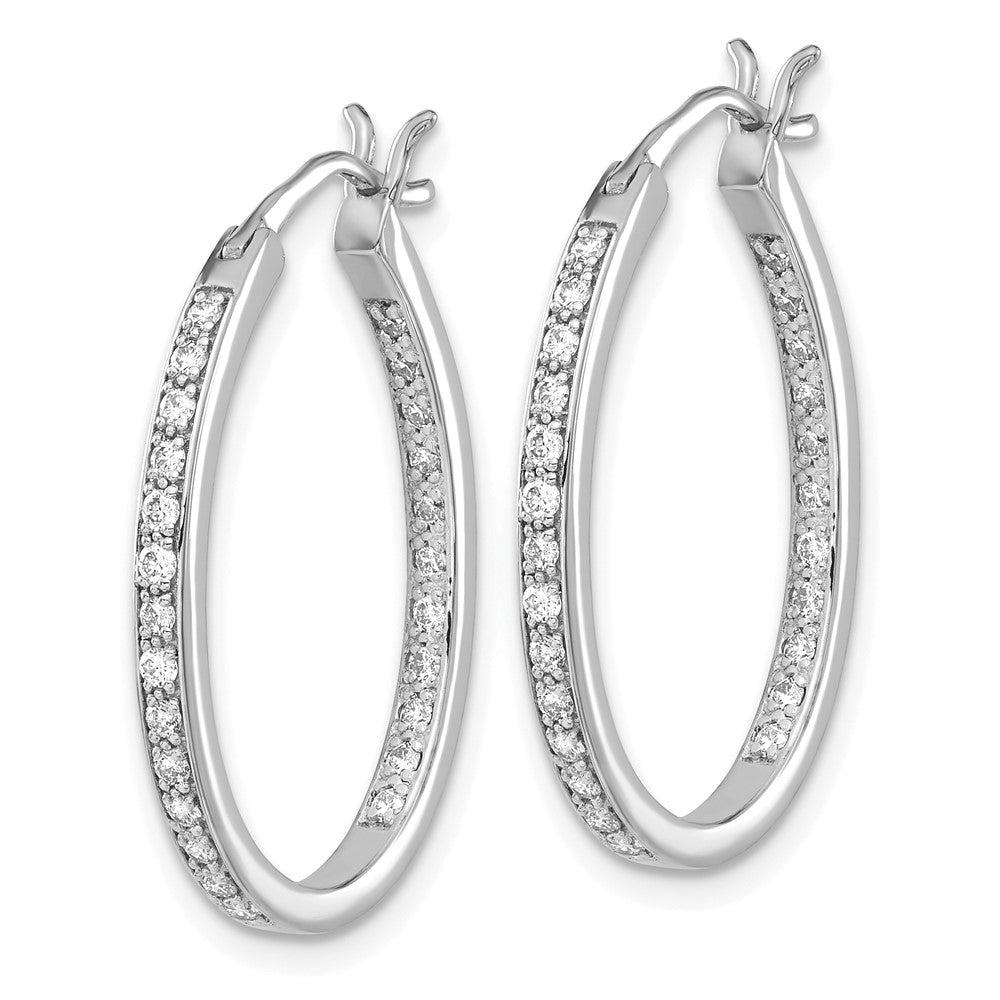 14k White Gold Diamond In/Out Hoop Earrings