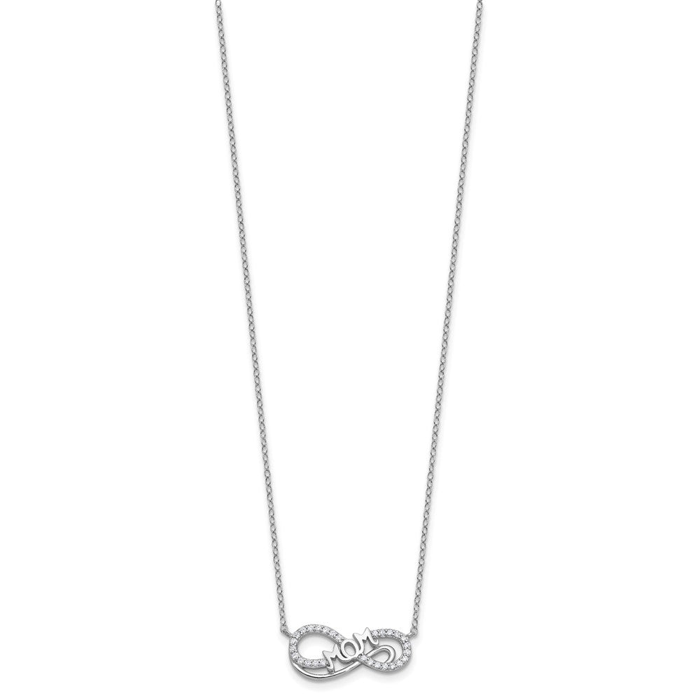 Cheryl M Sterling Silver Rhodium-plated Polished CZ Mom Infinity Necklace 18 Inches