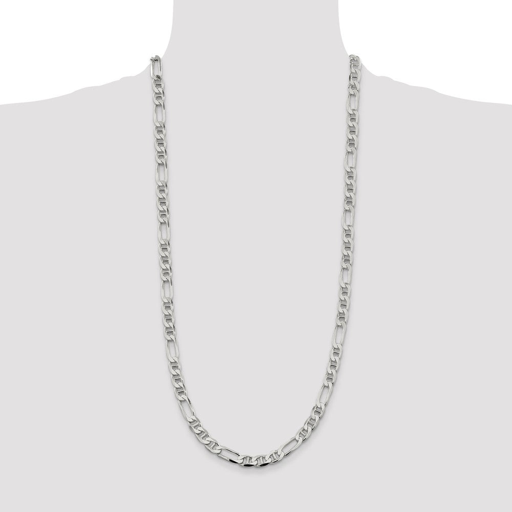 Sterling Silver 7.5mm Figaro Anchor Chain 30 Inches